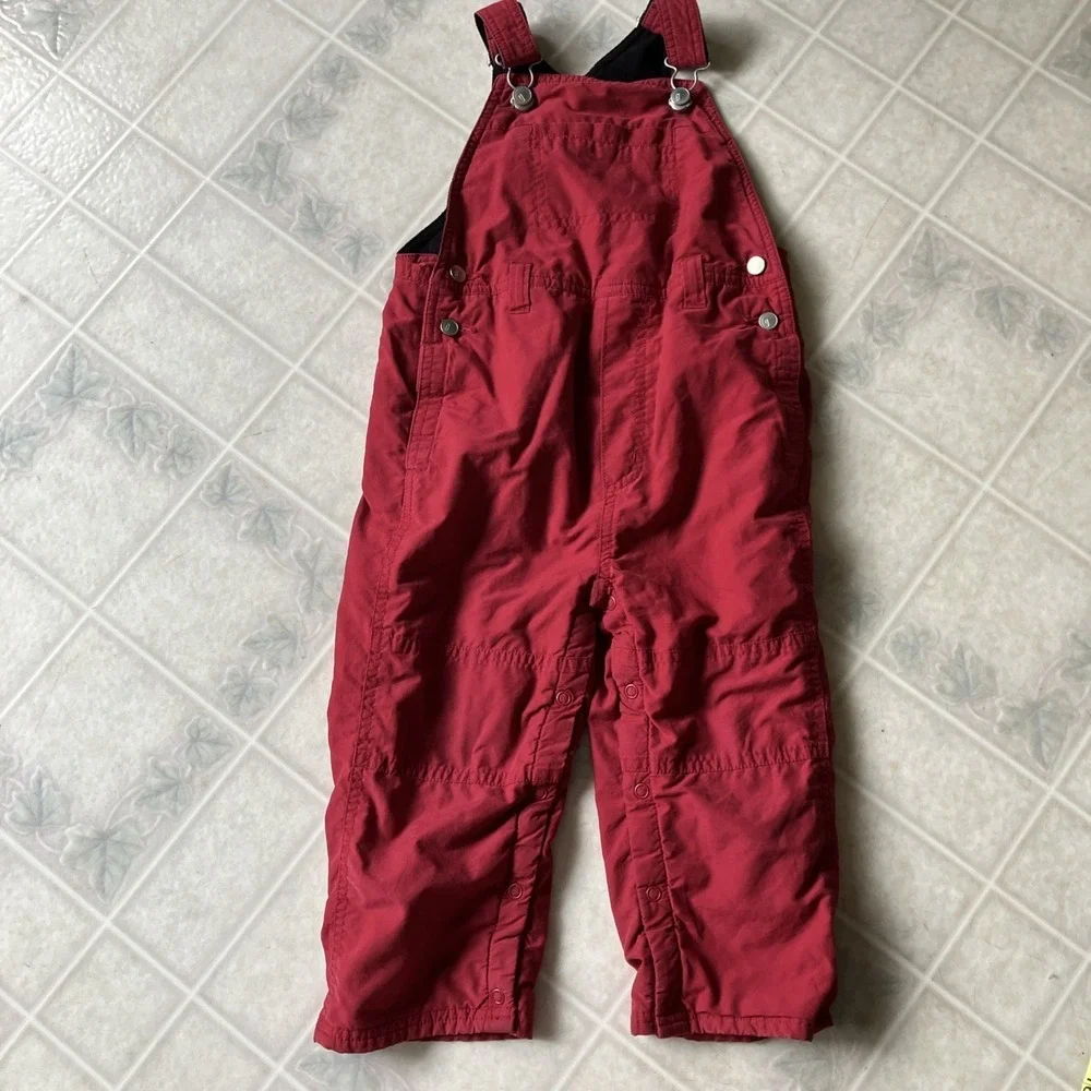 VINTAGE GYMBOREE OVERALLS TODDLER BOY GIRL SIZE 2T RED FLEECE LINED‎ OVERALLS